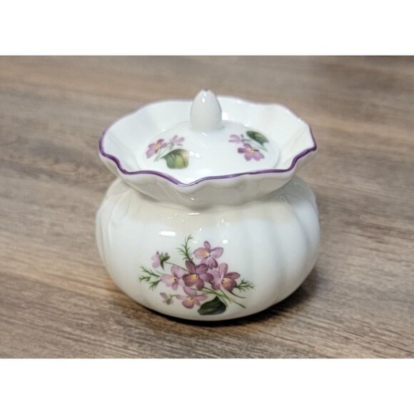 Vintage Reutter Porzellan Porcelain Germany Floral Round Trinket Box & Lid - Picture 11 of 12